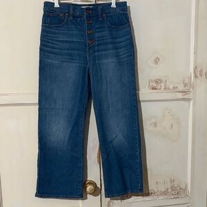 Women's Blue Wide-Leg Crop Jeans